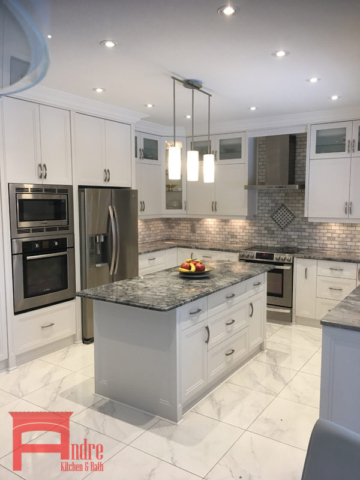 Transitional Kitchen With Painted Mdf, Granite Countertop, And Double Shaker Profile Doors