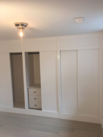 Walk In Closet With White Painted Austrian Anti Fingerprint Mdf And Sliding Doors